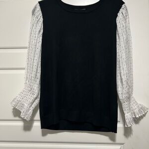 Adrianna Papell Black Top with White Sleeves